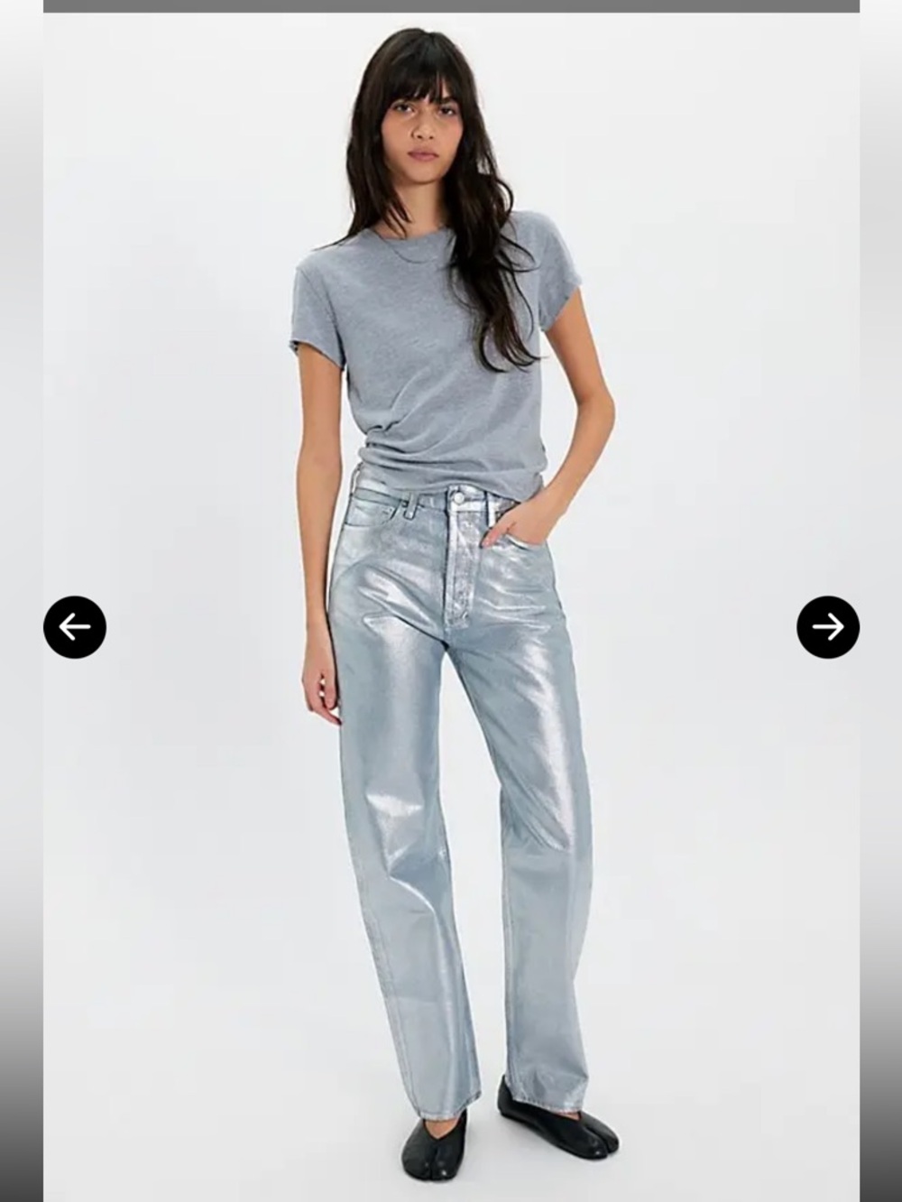Agolde Jeans Women Sz 24 90s Pinch High Rise Straight Color Tin Foil 🩶